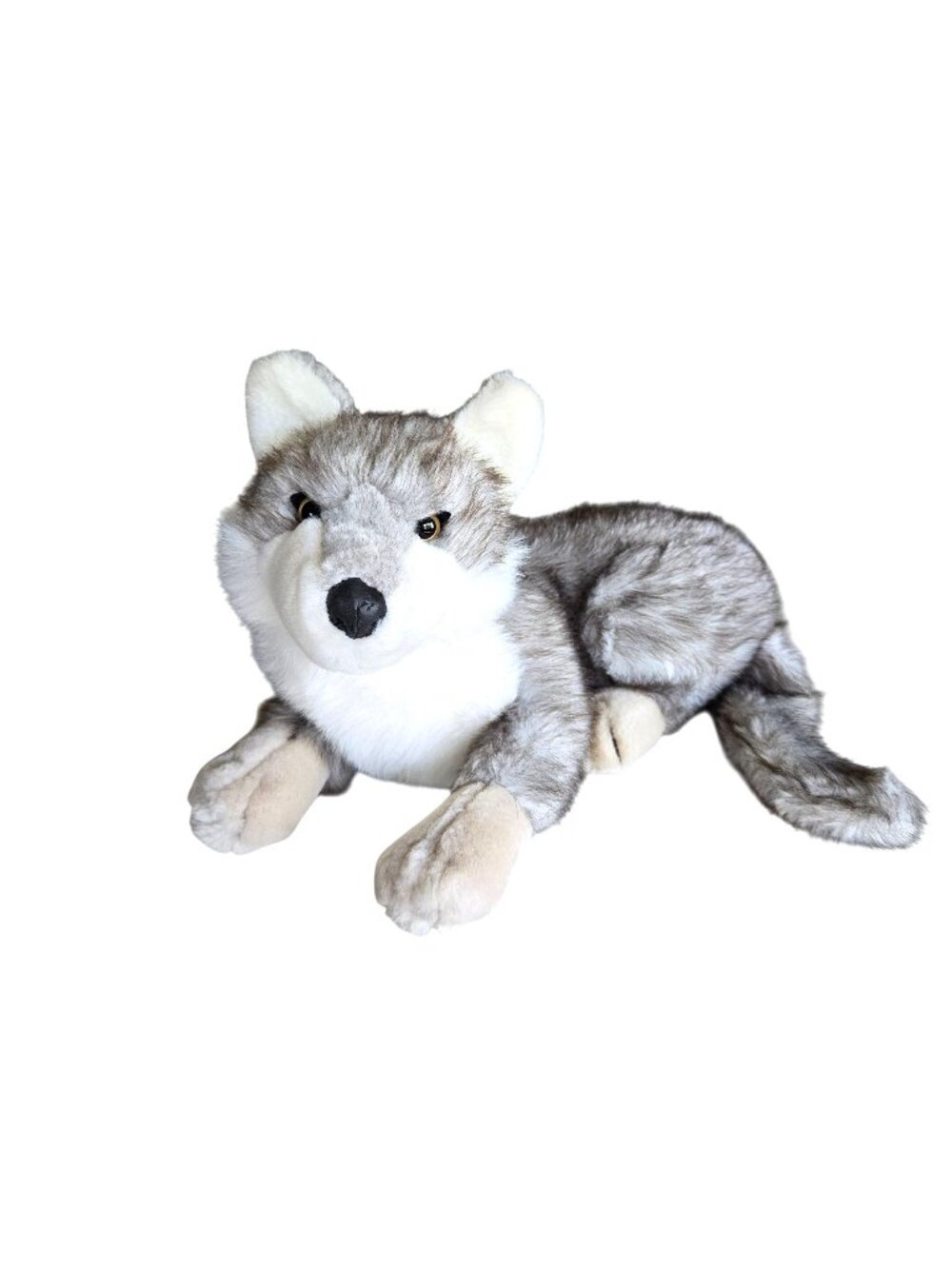Realistic Gray Timber Wolf Plush Toy Stuffed Animal 18 inches Soft Furry